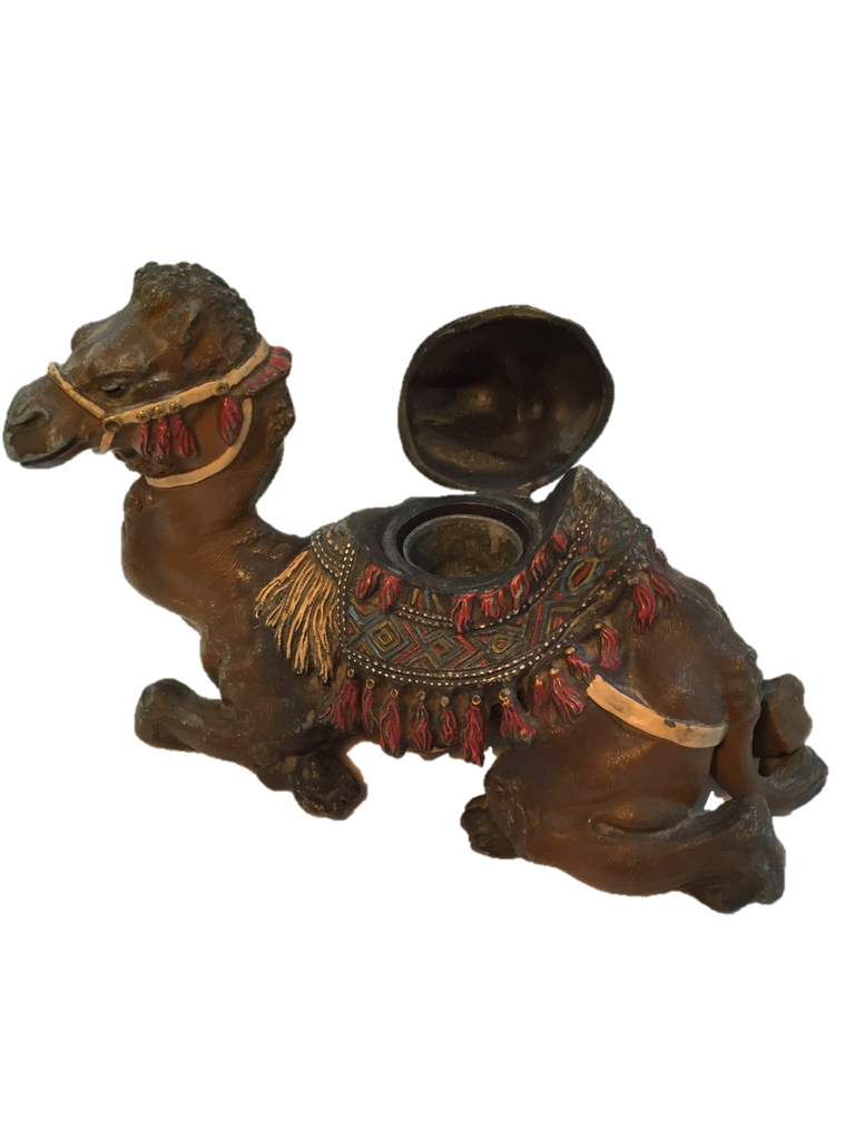 Antique Polychrome Camel Inkwell-SOLD