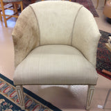 Pair of Cowhide and Linen Barrel Chairs SOLD