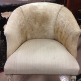 Pair of Cowhide and Linen Barrel Chairs SOLD