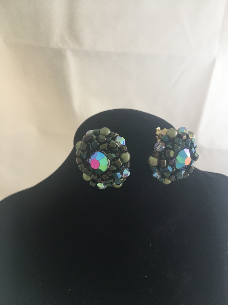 Earrings Aurora Borealis Crystal Hand wired Earrings