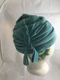 Hat Turquoise Velvet Turban  SOLD