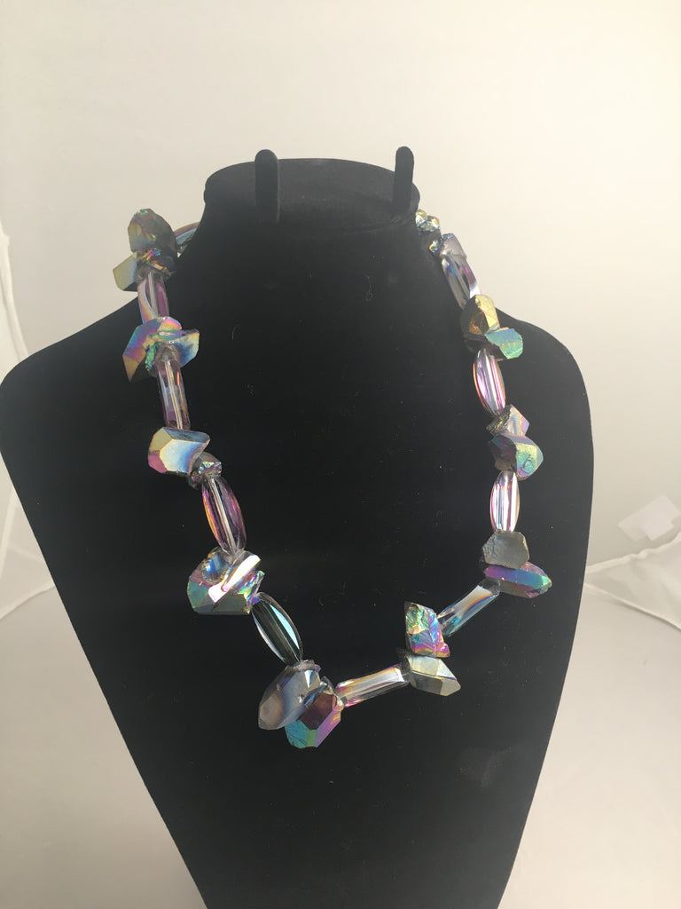 Necklace  Stellar Rainbow Crystals and Rainbow Nuggets with Titanium