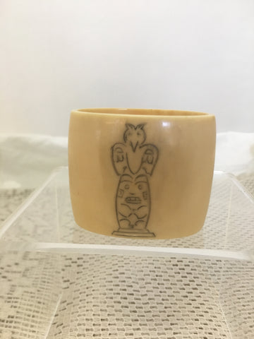 Native American  Totem Bone Carving Napkin Ring