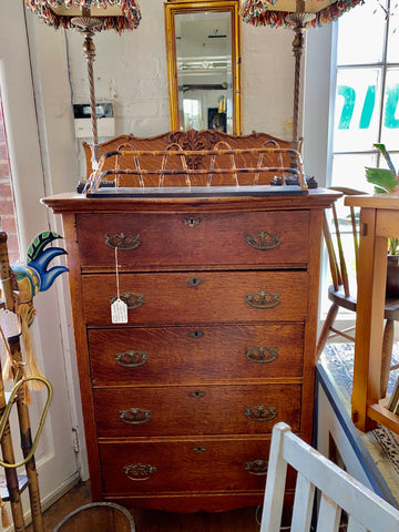 Furniture - Antique Tall Oak Chest  SOLD