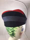 Hat, vintage, navy blue and red