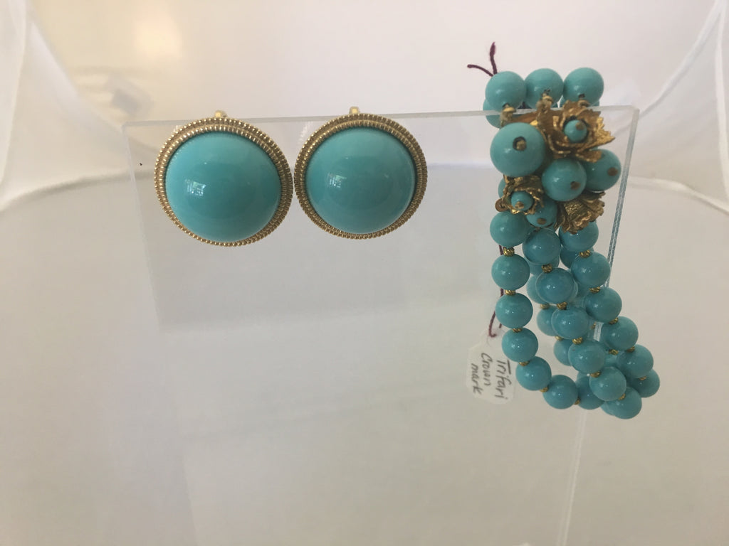 Set Turquoise Blue Earrings and Bracelet  SOLD