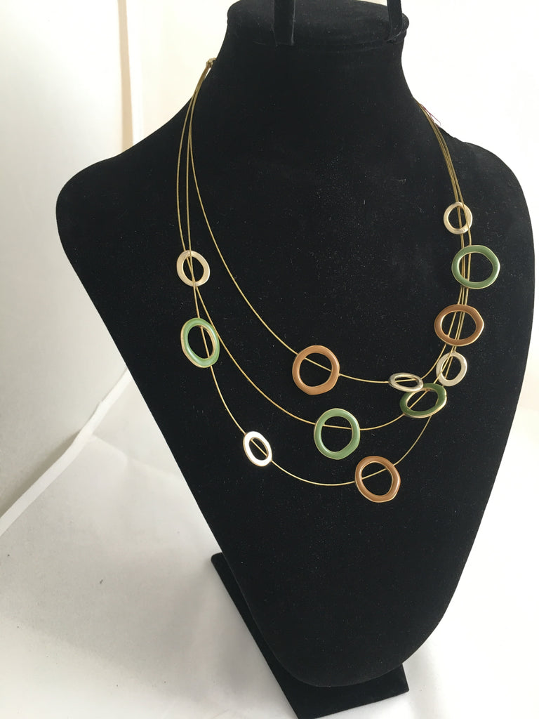 Necklace 3-strand Golden Circle Necklace