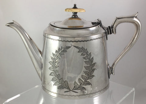 Kemp Bros Antique Silverplate Tea Pot from Bristol, England 1850-1899  SOLD