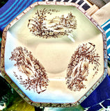 Bowl, antique brown transferware