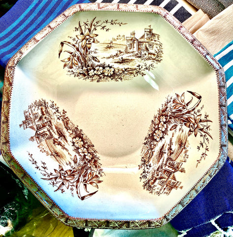 Bowl, antique brown transferware