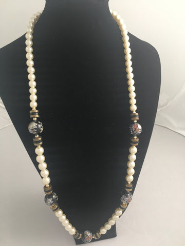 Necklace  Vintage Flower and Pearl Necklace
