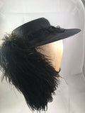 Hat Vintage Black with Feather and Veil